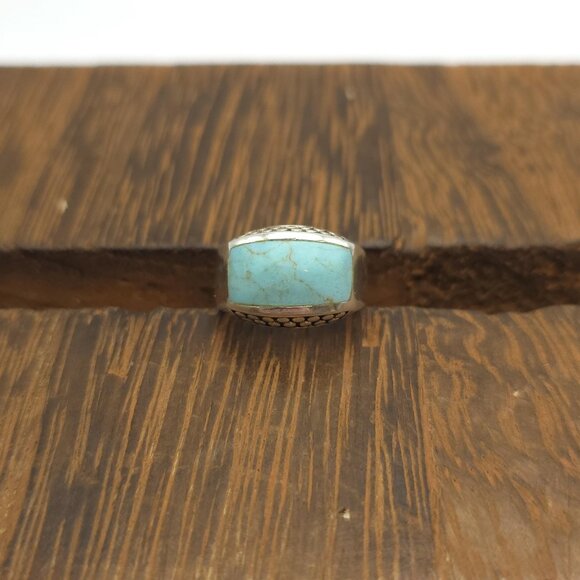 Jewelry - Size 6 Sterling Silver Turquoise Stone With Pattern Ring A1522